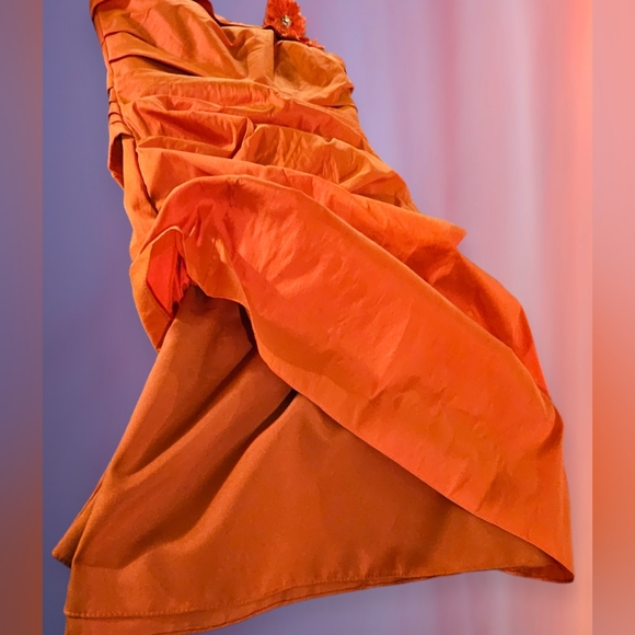 Lazaro lridescent Coral One Strap Ruched Evening Party Dress Sz 6 - Picture 4 of 8